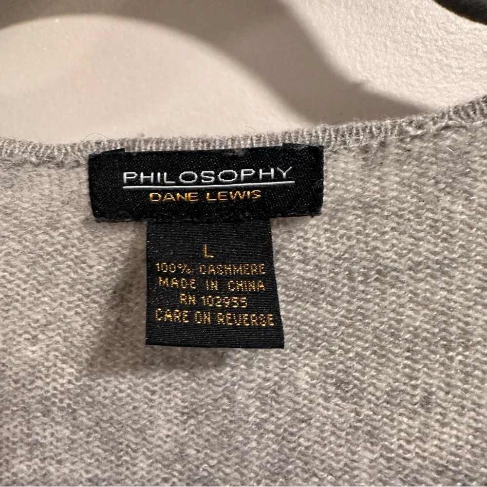 Philosophy Dane Lewis Light Gray 100% Cashmere Open Cardigan Sweater High-LowHem - Picture 2 of 15